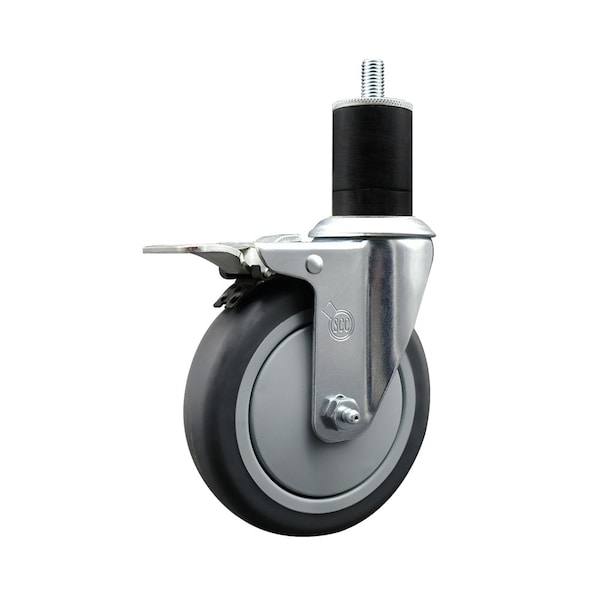 5'' Thermoplastic Rubber Swivel 1-3/4'' Expanding Stem Caster Total Lock Brake